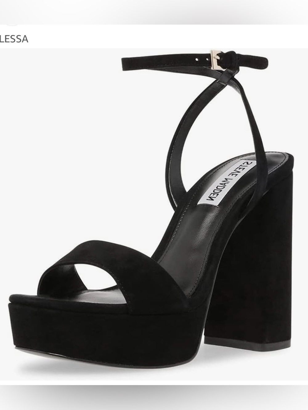 NWOT Steve Madden Lessa  Black Strappy suede upper platform heel size 8